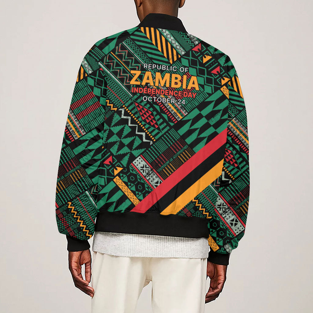 Zambia Victoria Falls Sleeve Zip Bomber Jacket Indigenous Wild Animal Skins Tribal Patchwork