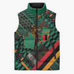Zambia Victoria Falls Sleeveless Puffer Jacket Indigenous Wild Animal Skins Tribal Patchwork
