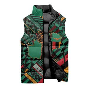Zambia Victoria Falls Sleeveless Puffer Jacket Indigenous Wild Animal Skins Tribal Patchwork