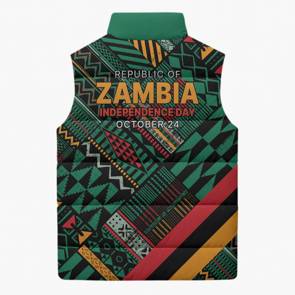 Zambia Victoria Falls Sleeveless Puffer Jacket Indigenous Wild Animal Skins Tribal Patchwork