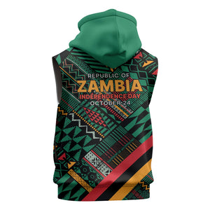 Zambia Victoria Falls Sleeveless Zip Hoodie Indigenous Wild Animal Skins Tribal Patchwork