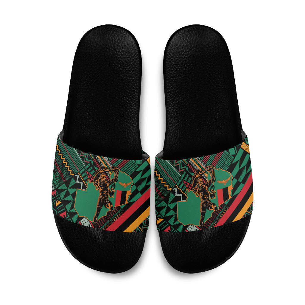 Zambia Victoria Falls Slide Sandals Indigenous Wild Animal Skins Tribal Patchwork