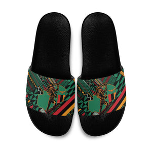 Zambia Victoria Falls Slide Sandals Indigenous Wild Animal Skins Tribal Patchwork