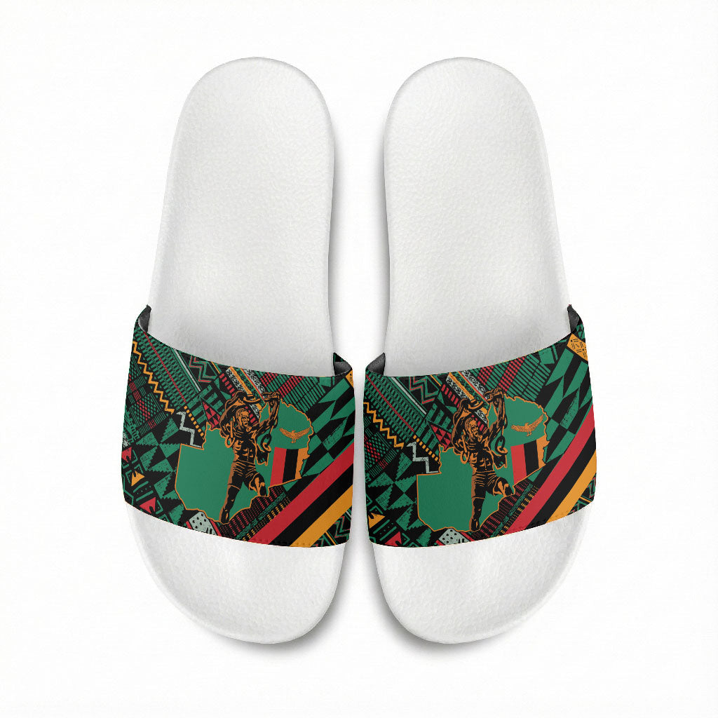 Zambia Victoria Falls Slide Sandals Indigenous Wild Animal Skins Tribal Patchwork