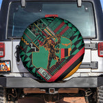 Zambia Victoria Falls Spare Tire Cover Indigenous Wild Animal Skins Tribal Patchwork