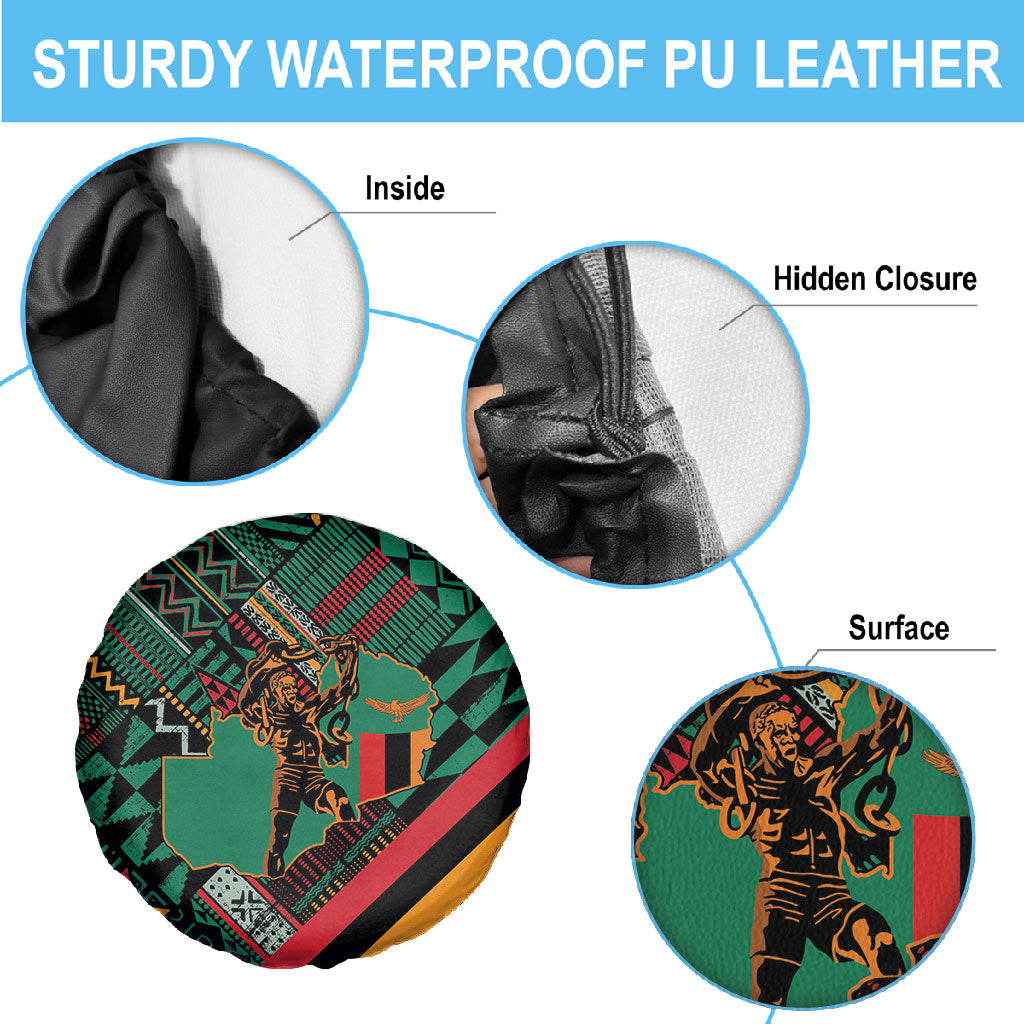 Zambia Victoria Falls Spare Tire Cover Indigenous Wild Animal Skins Tribal Patchwork