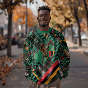 Zambia Victoria Falls Sweatshirt Indigenous Wild Animal Skins Tribal Patchwork