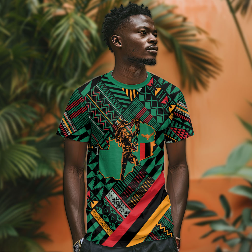 Zambia Victoria Falls T shirt Indigenous Wild Animal Skins Tribal Patchwork