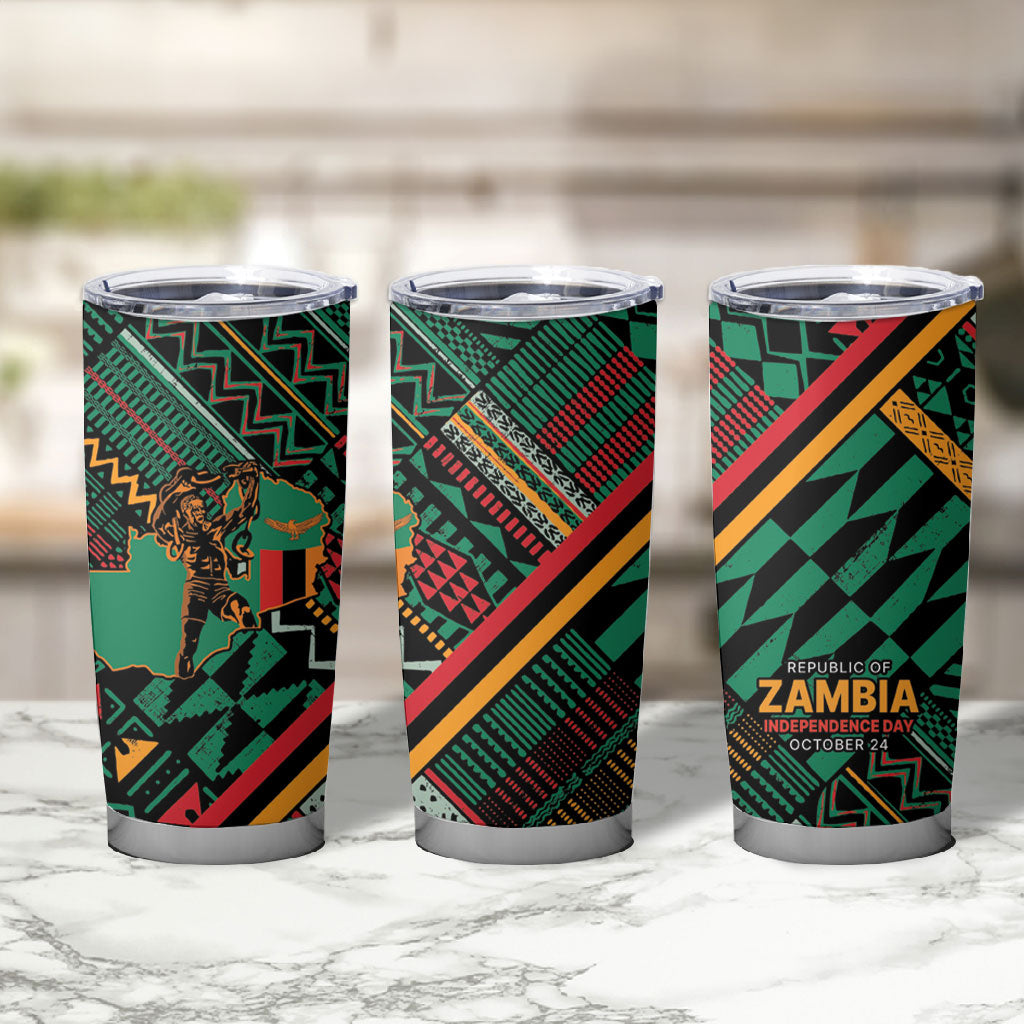 Zambia Victoria Falls Tumbler Cup Indigenous Wild Animal Skins Tribal Patchwork