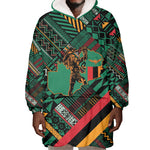Zambia Victoria Falls Wearable Blanket Hoodie Indigenous Wild Animal Skins Tribal Patchwork