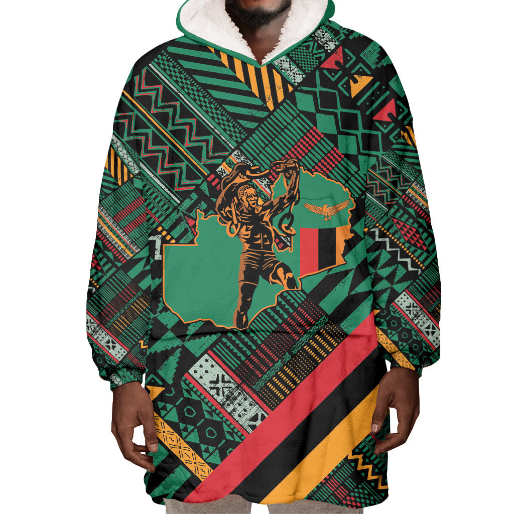 Zambia Victoria Falls Wearable Blanket Hoodie Indigenous Wild Animal Skins Tribal Patchwork