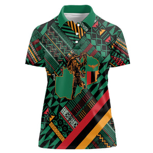 Zambia Victoria Falls Women Polo Shirt Indigenous Wild Animal Skins Tribal Patchwork