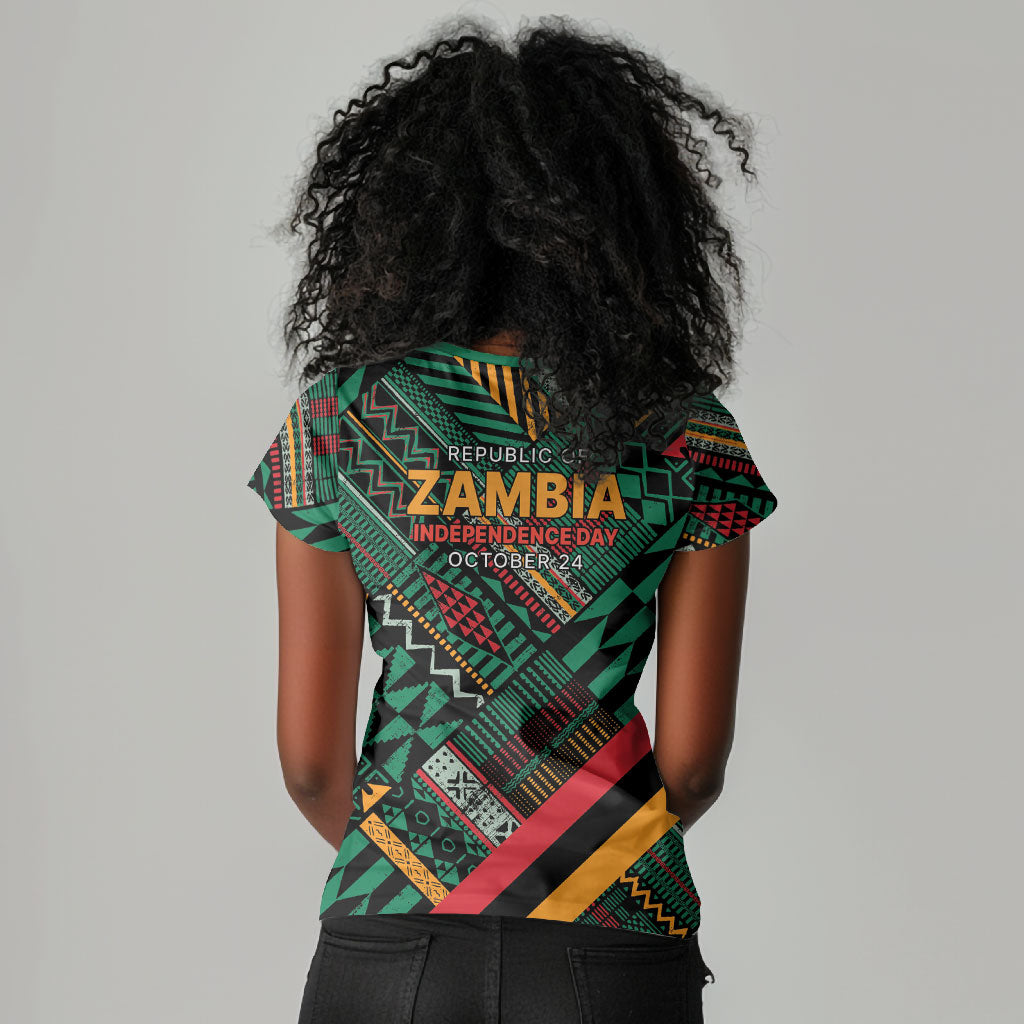 Zambia Victoria Falls Women V-Neck T-Shirt Indigenous Wild Animal Skins Tribal Patchwork
