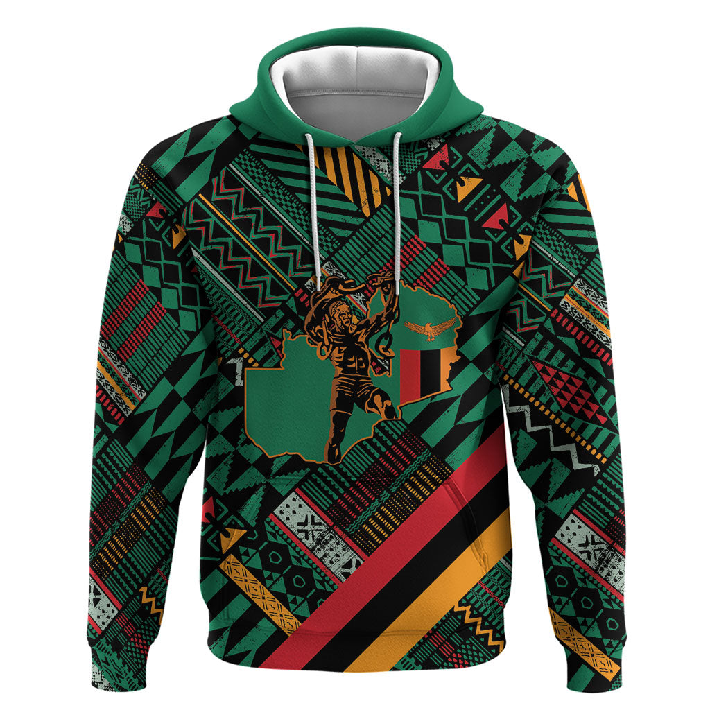 Zambia Victoria Falls Zip Hoodie Indigenous Wild Animal Skins Tribal Patchwork