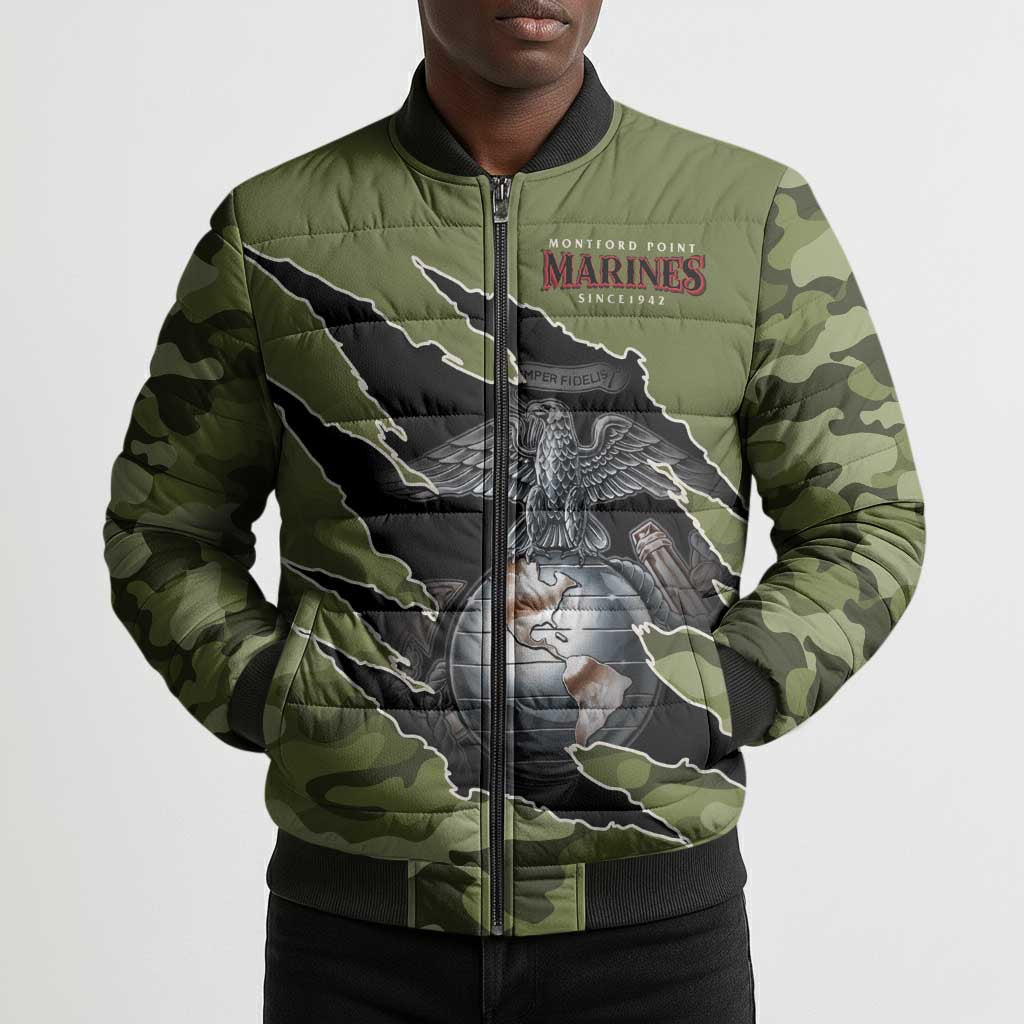 Montford Point Marines Bomber Puffer Jacket African American Breaking Barriers 1942