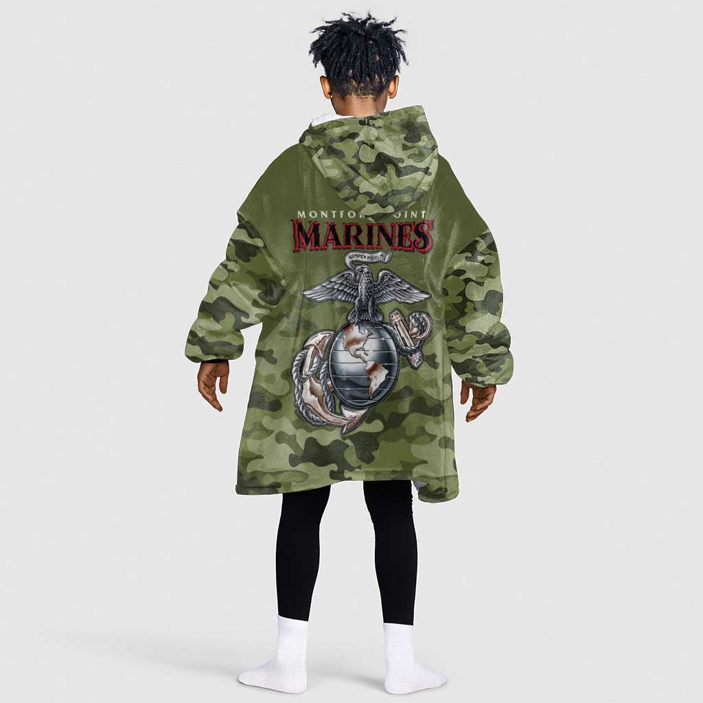 Montford Point Marines Kid Wearable Blanket Hoodie African American Breaking Barriers 1942