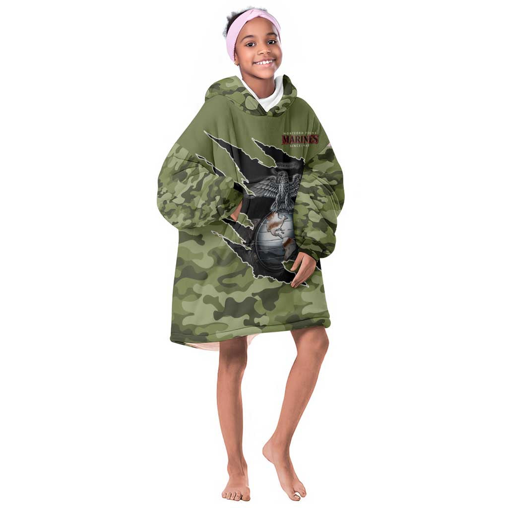 Montford Point Marines Kid Wearable Blanket Hoodie African American Breaking Barriers 1942