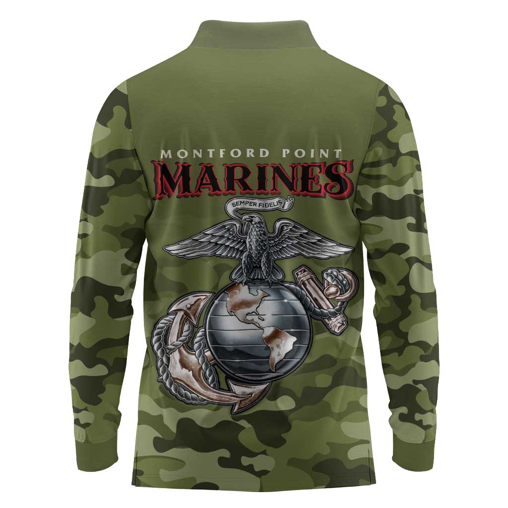 Montford Point Marines Long Sleeve Polo Shirt African American Breaking Barriers 1942