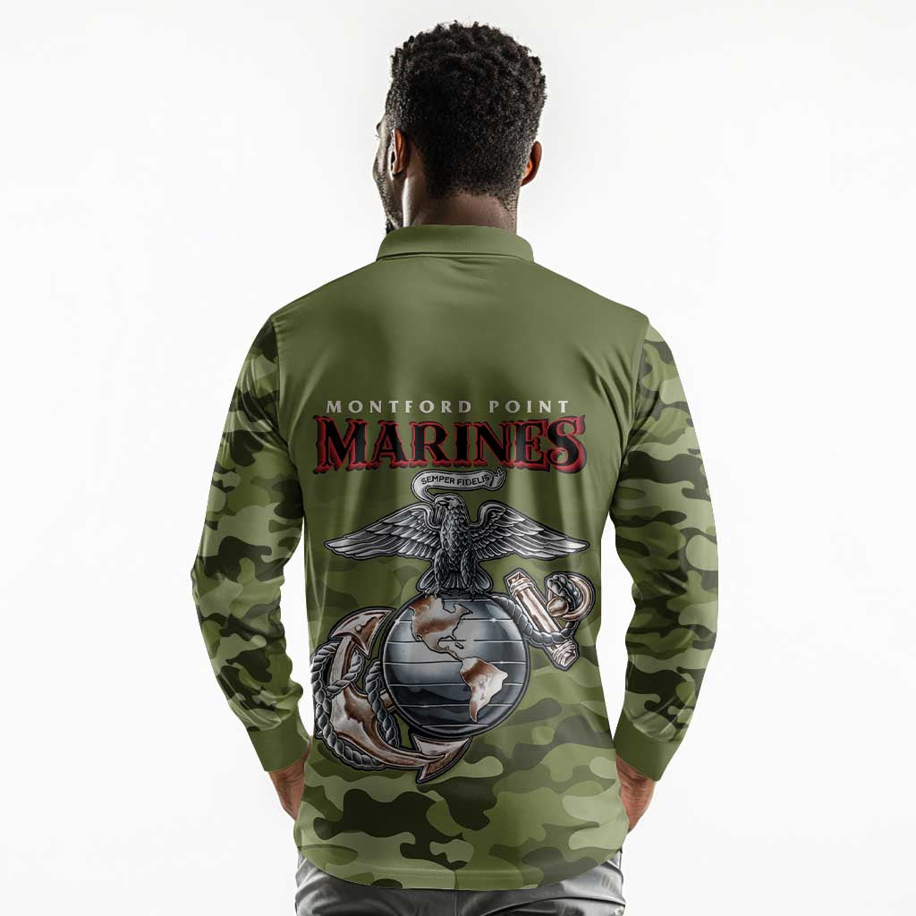Montford Point Marines Long Sleeve Polo Shirt African American Breaking Barriers 1942