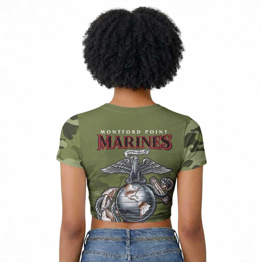 Montford Point Marines Raglan Cropped T shirt African American Breaking Barriers 1942