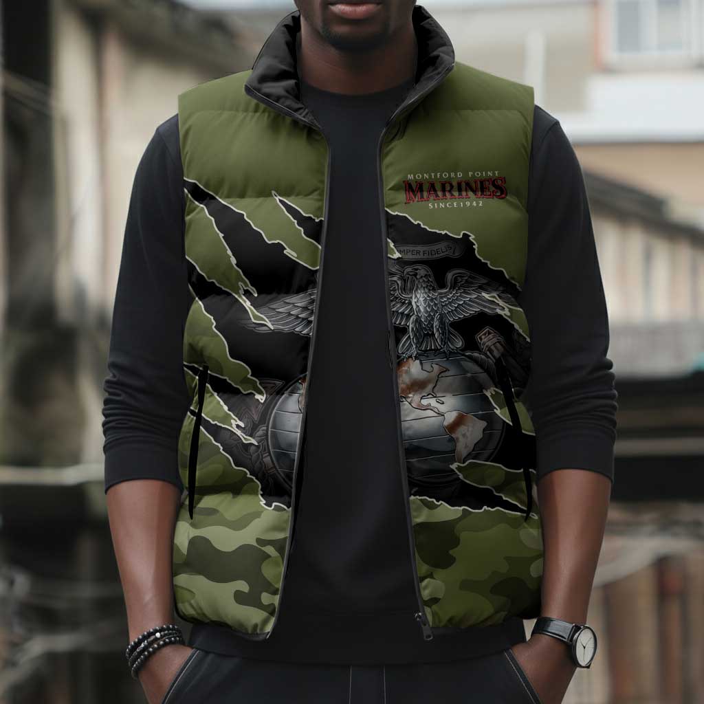 Montford Point Marines Sleeveless Puffer Jacket African American Breaking Barriers 1942