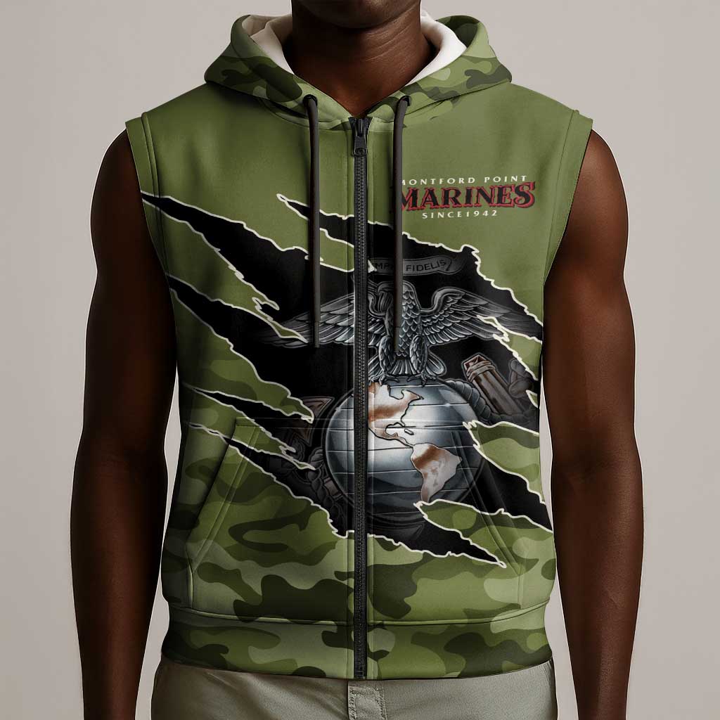 Montford Point Marines Sleeveless Zip Hoodie African American Breaking Barriers 1942