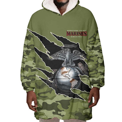 Montford Point Marines Wearable Blanket Hoodie African American Breaking Barriers 1942