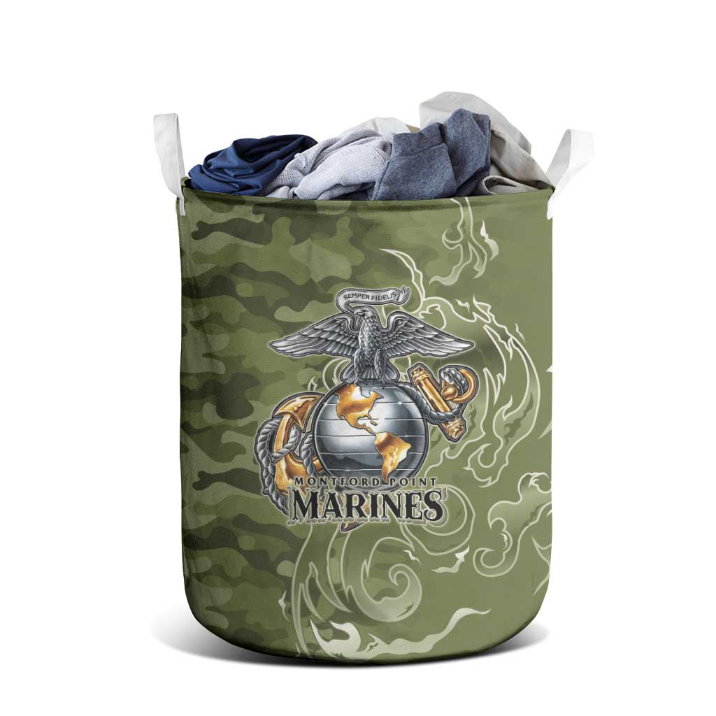 Montford Point Marines Laundry Basket Flame Fire Military Green Camo