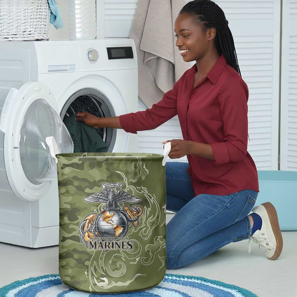 Montford Point Marines Laundry Basket Flame Fire Military Green Camo