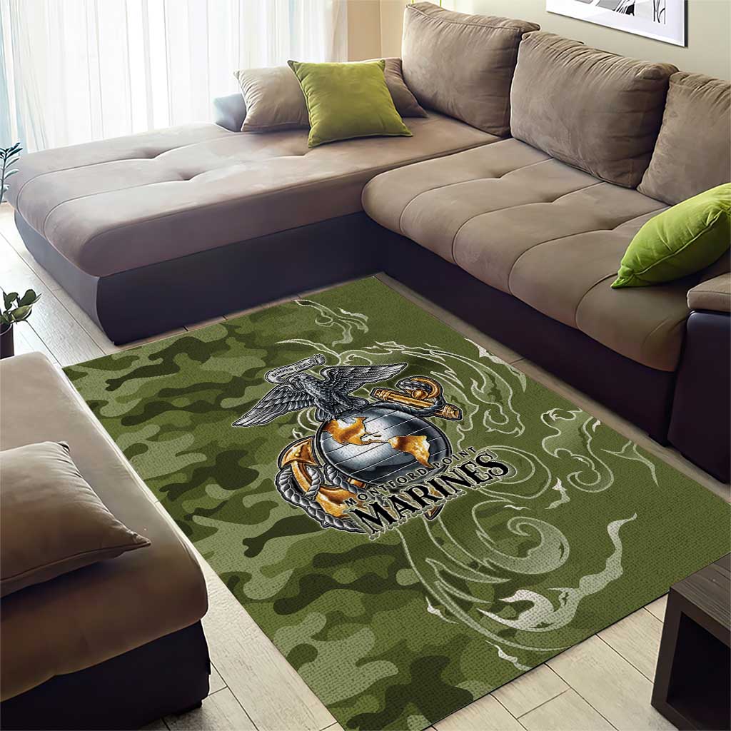 Montford Point Marines Area Rug Flame Fire Military Green Camo