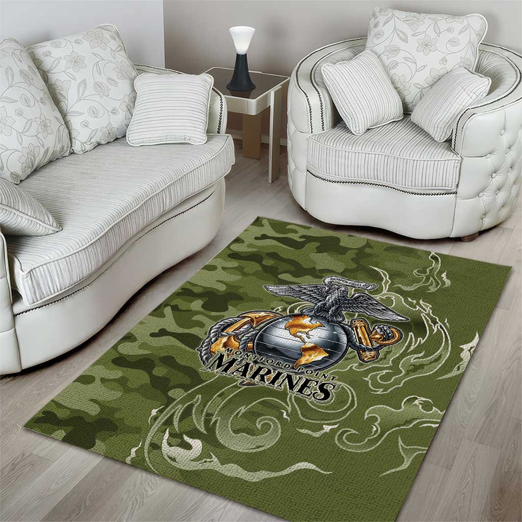 Montford Point Marines Area Rug Flame Fire Military Green Camo