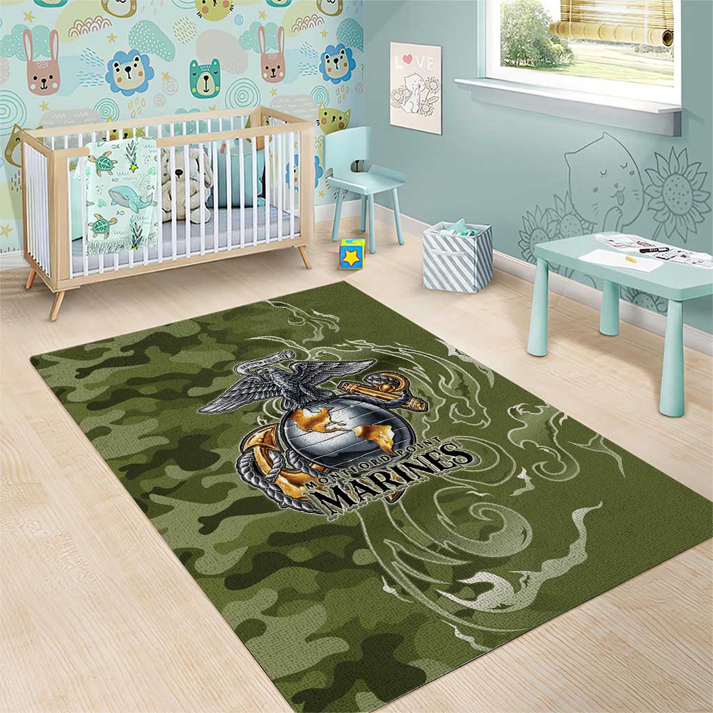 Montford Point Marines Area Rug Flame Fire Military Green Camo