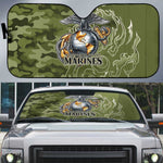 Montford Point Marines Auto Sun Shade Flame Fire Military Green Camo