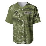 Montford Point Marines Baseball Jersey Flame Fire Military Green Camo