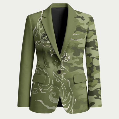 Montford Point Marines Blazer Flame Fire Military Green Camo