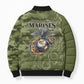 Montford Point Marines Bomber Puffer Jacket Flame Fire Military Green Camo