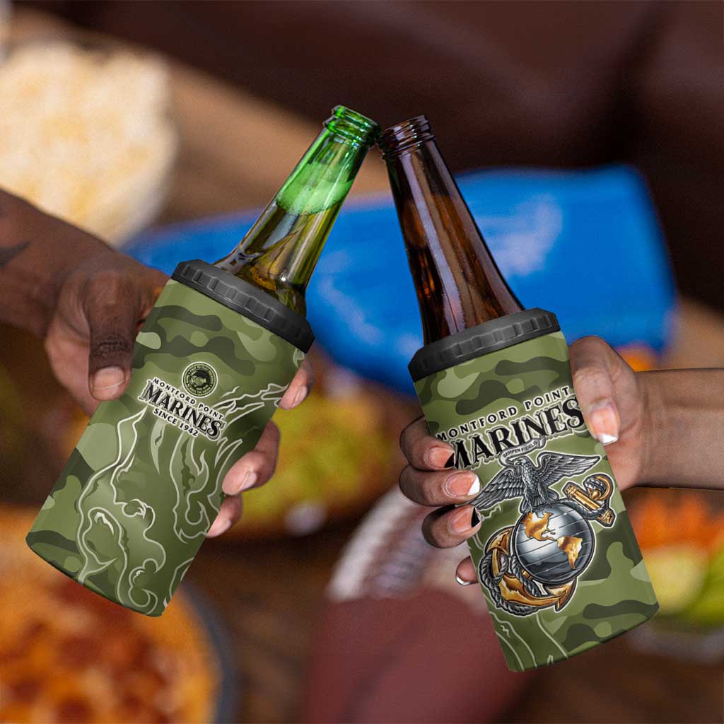 Montford Point Marines 4 in 1 Can Cooler Tumbler Flame Fire Military Green Camo