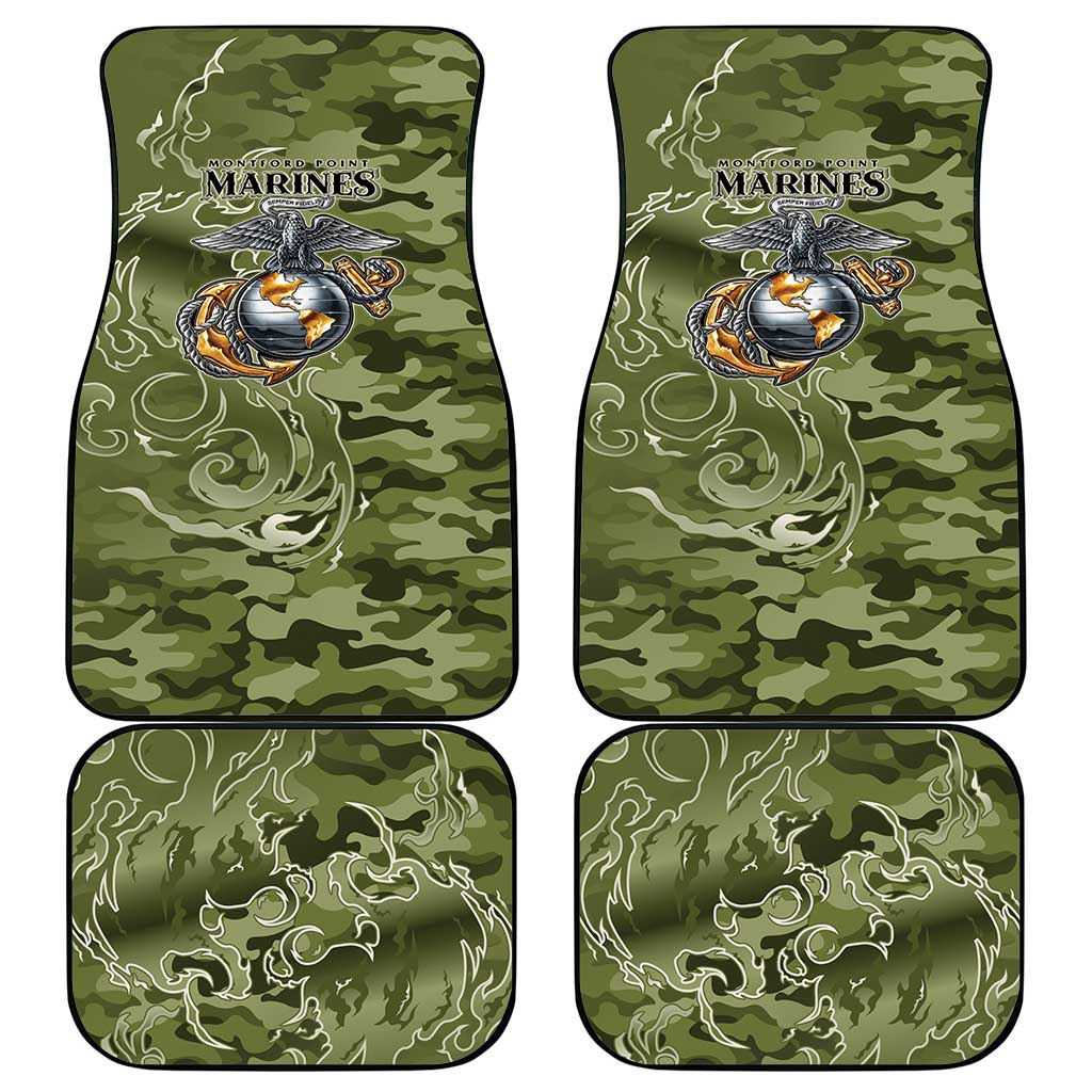 Montford Point Marines Car Mats Flame Fire Military Green Camo