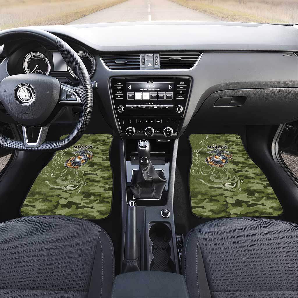Montford Point Marines Car Mats Flame Fire Military Green Camo