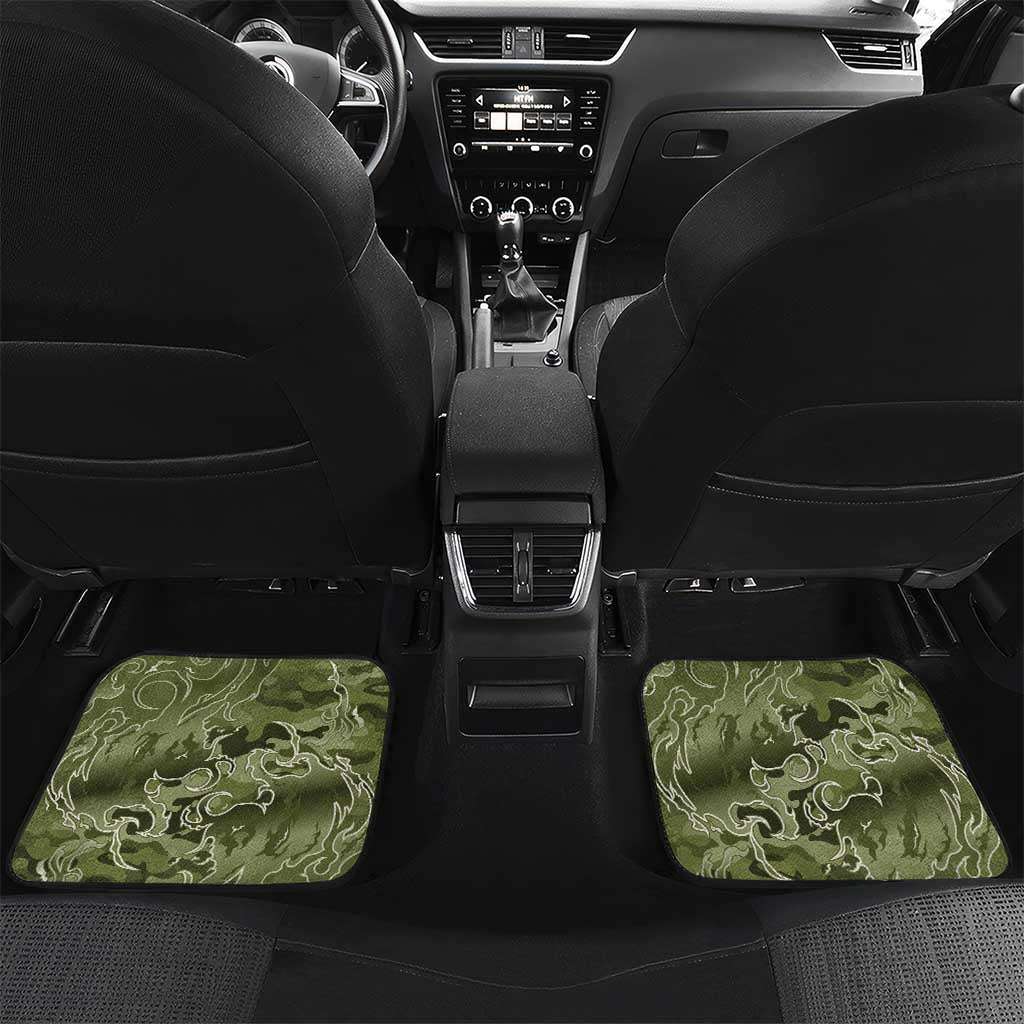 Montford Point Marines Car Mats Flame Fire Military Green Camo