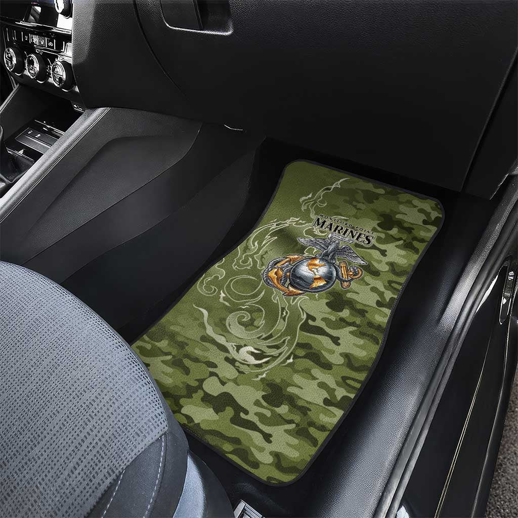Montford Point Marines Car Mats Flame Fire Military Green Camo