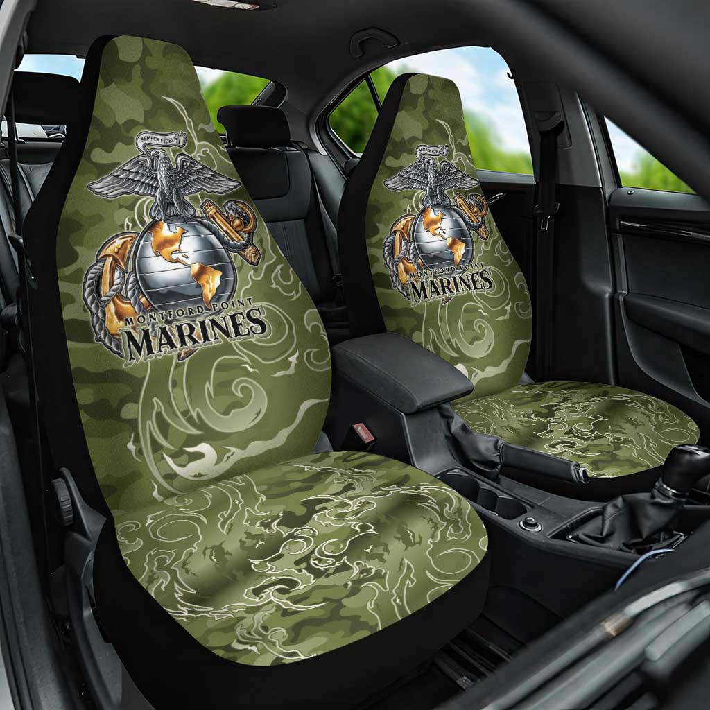 Montford Point Marines Car Seat Cover Flame Fire Military Green Camo