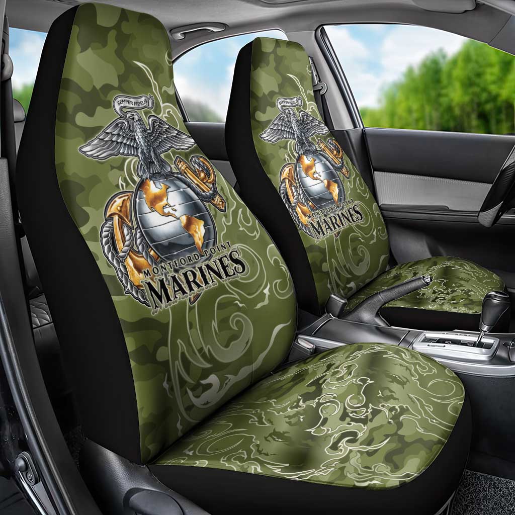 Montford Point Marines Car Seat Cover Flame Fire Military Green Camo