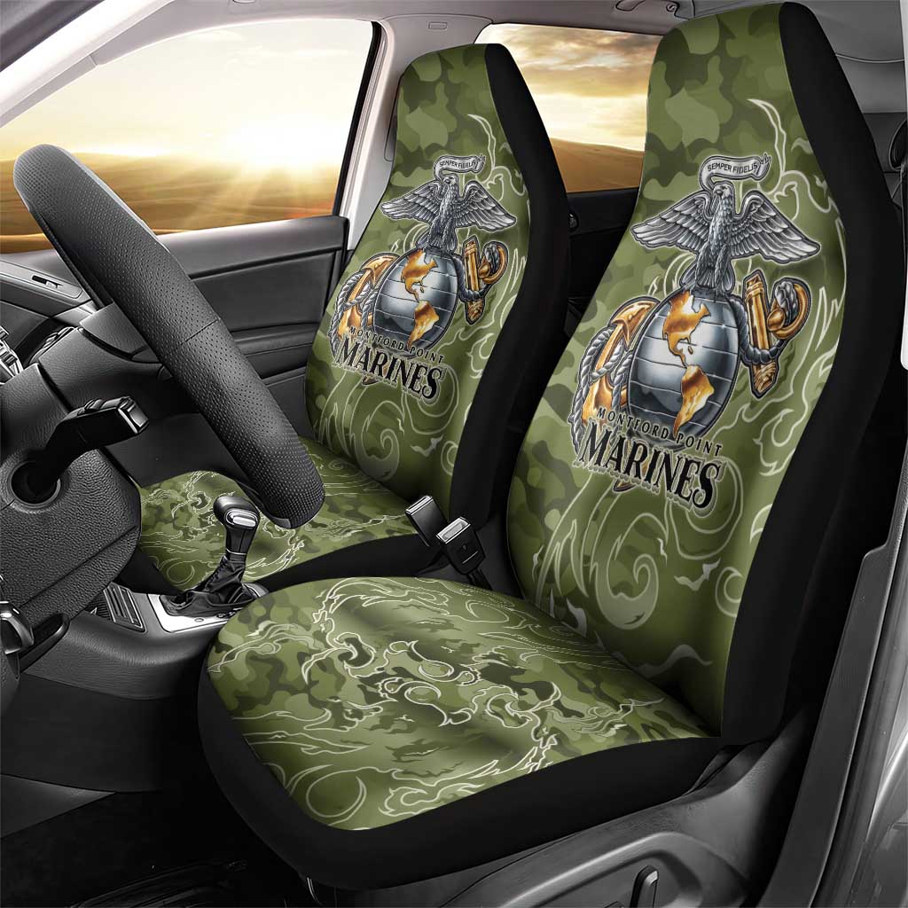Montford Point Marines Car Seat Cover Flame Fire Military Green Camo