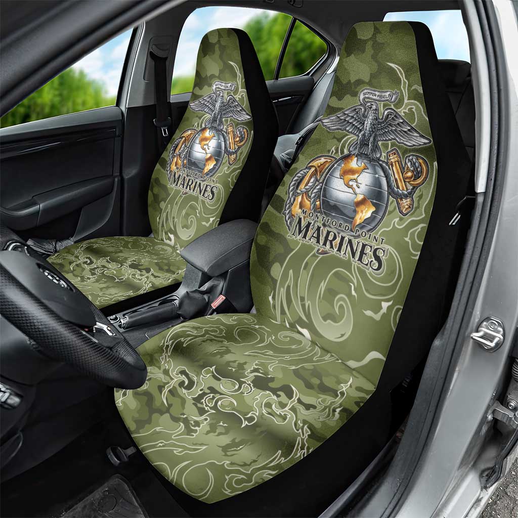 Montford Point Marines Car Seat Cover Flame Fire Military Green Camo