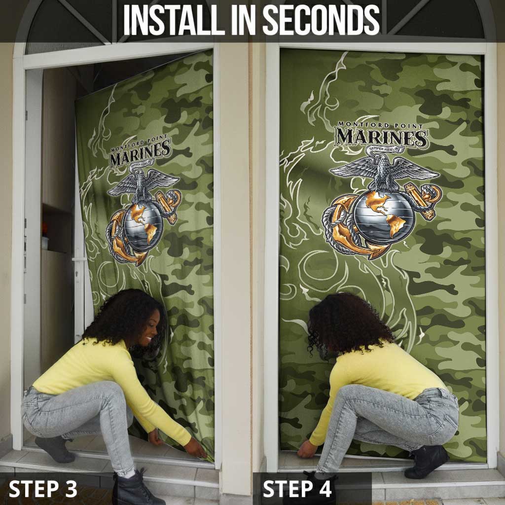 Montford Point Marines Door Cover Flame Fire Military Green Camo