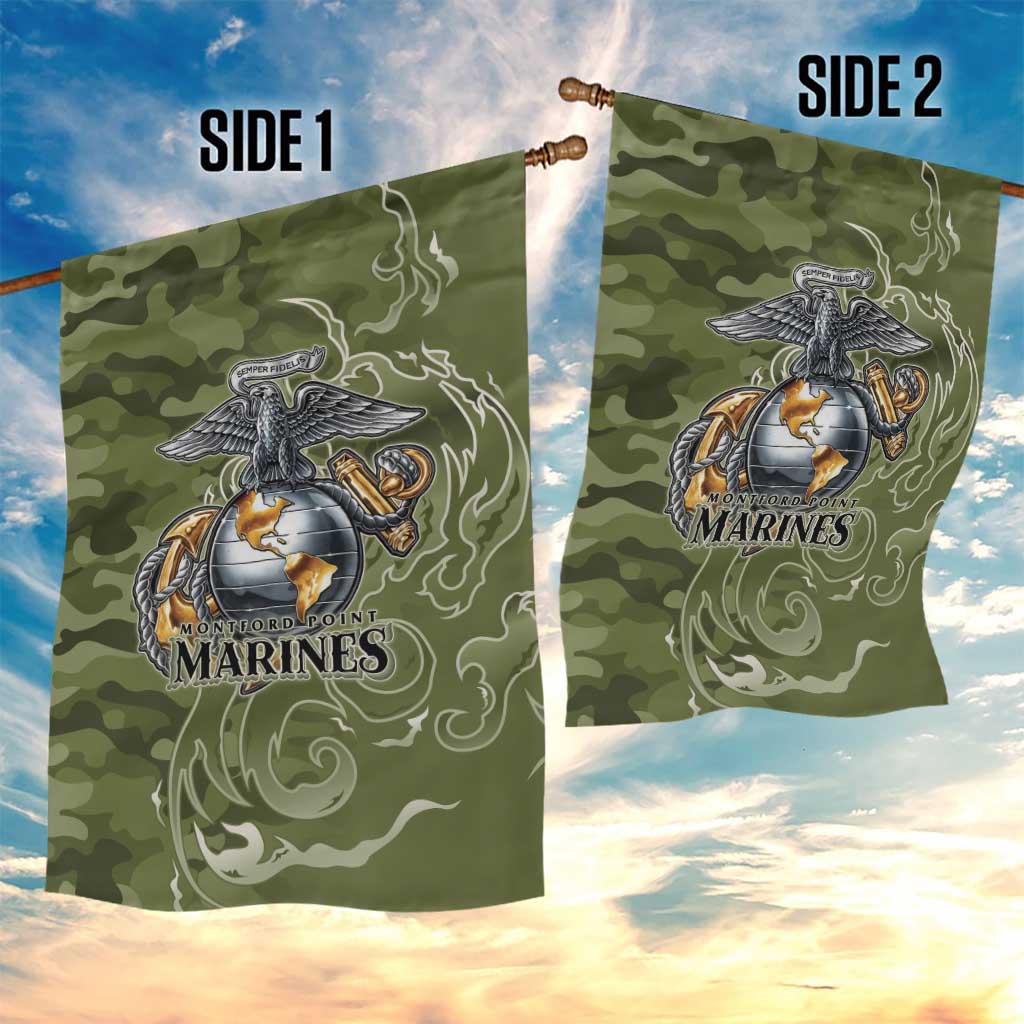 Montford Point Marines Garden Flag Flame Fire Military Green Camo