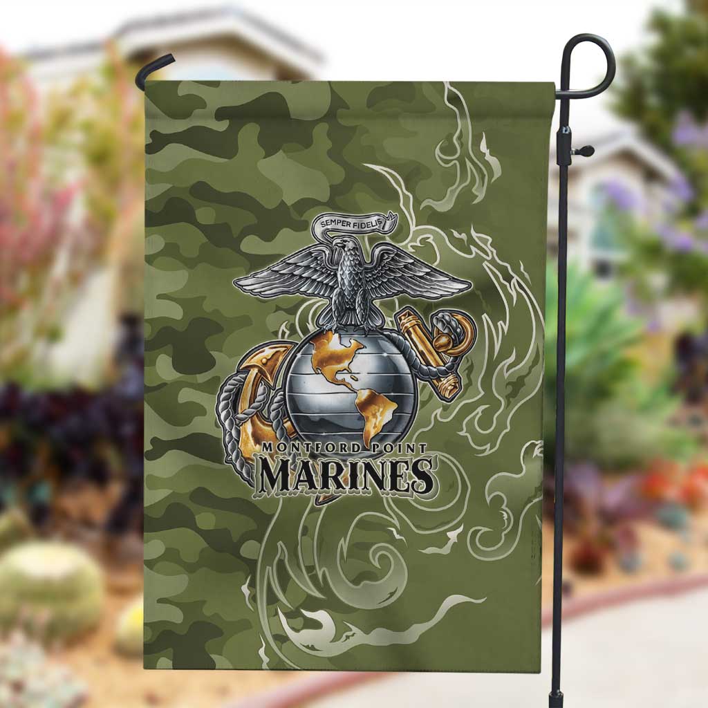 Montford Point Marines Garden Flag Flame Fire Military Green Camo