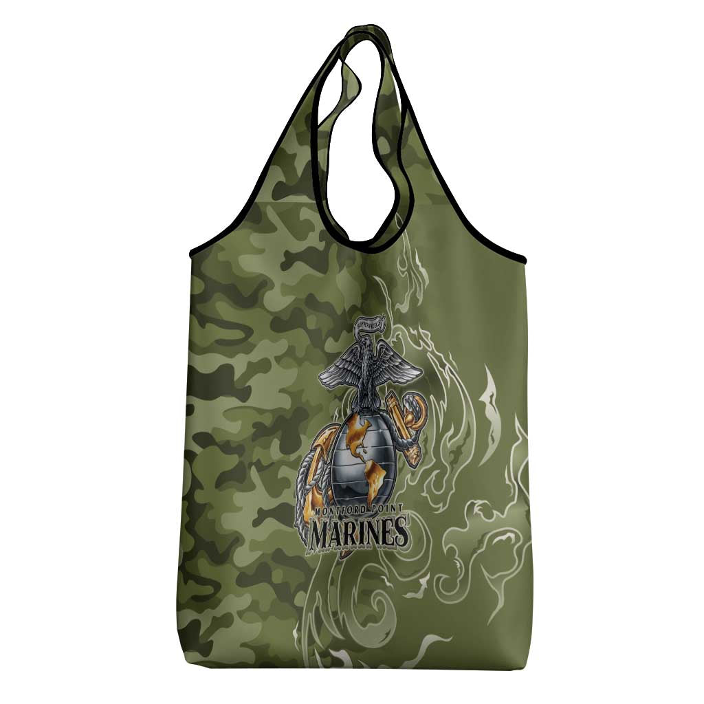 Montford Point Marines Grocery Bag Flame Fire Military Green Camo