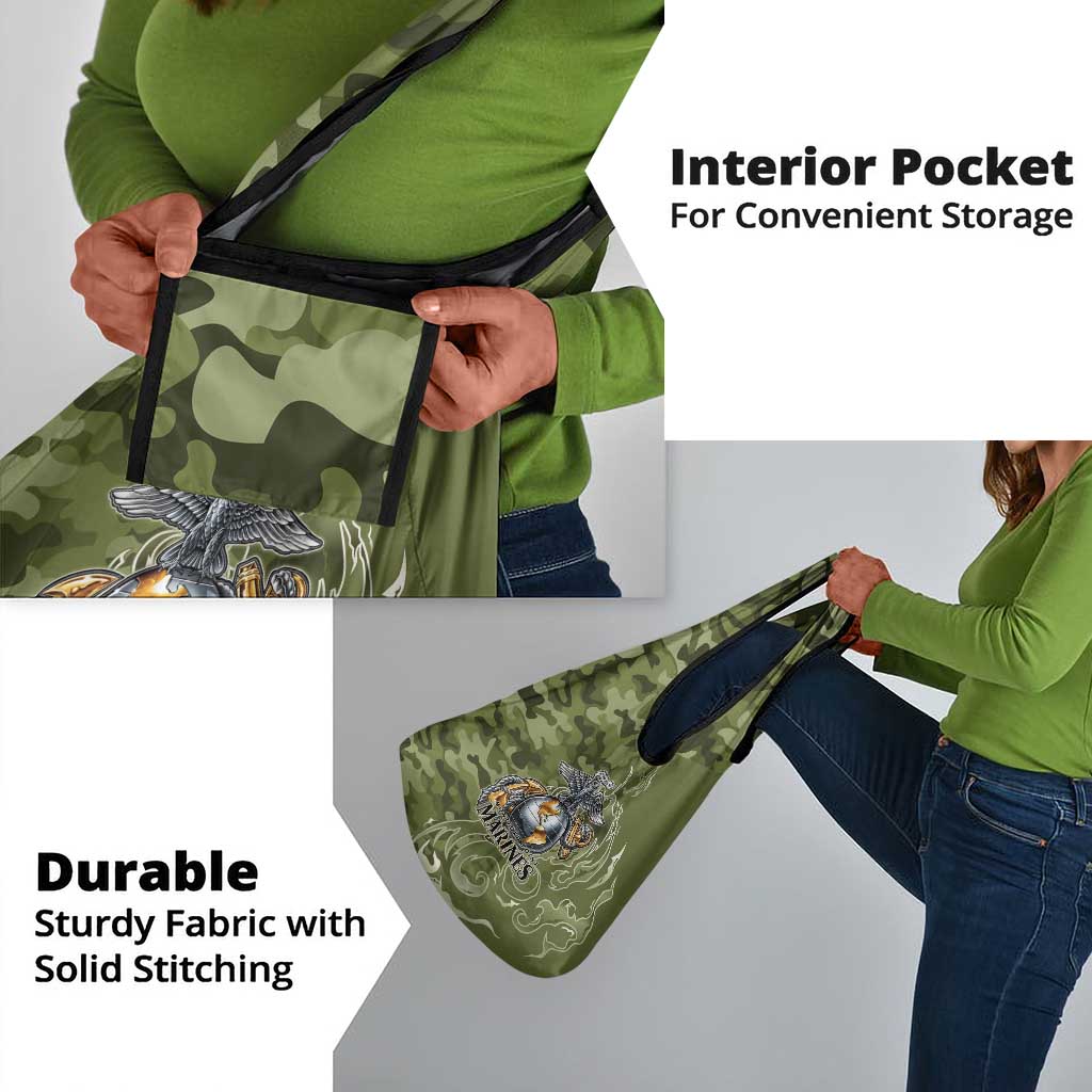 Montford Point Marines Grocery Bag Flame Fire Military Green Camo